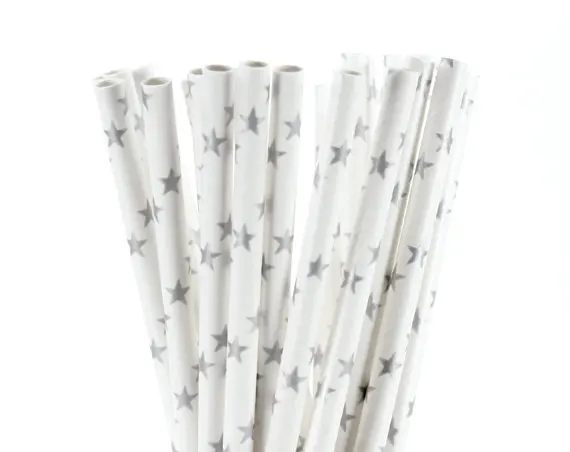 25 шт./лот розовые металлические золотые серебряные бумажные соломинки для