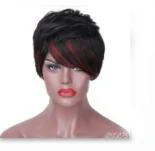 wine black HAIRJOY Короткий Прямой полный парик для женщин и мужчин синтетический стул парики боковые челки термостойкие 5 цветов - Цвет: wine black
