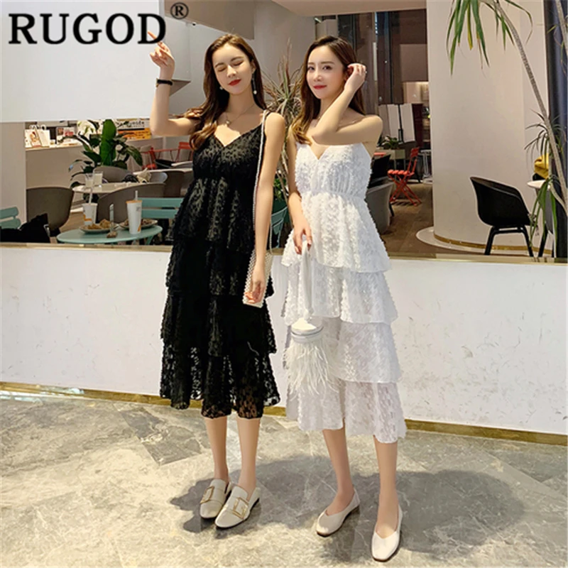 Женское платье с треугольным вырезом RUGOD однотонное средней длины в Корейском