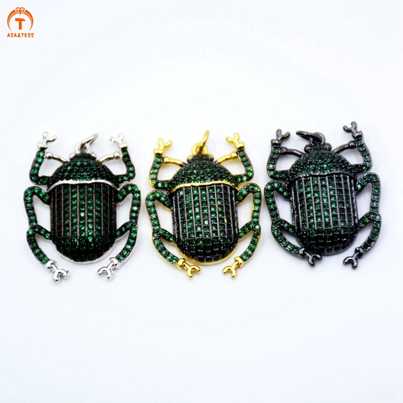 Gold Black Silver Color beetle pendant Micro Pave CZ Colorful Cubic Zirconia Insect charms bug jewelry for necklace making | Украшения и