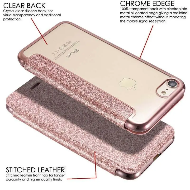 Для iPhone 6s 7 8 plus X блестящий кожаный флип чехол силиконовый чехол кошелек