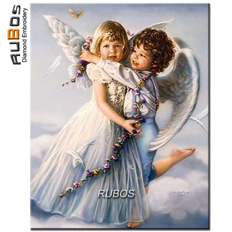 Набор для рукоделия RUBOS two Angels girl hug boy DIY 5D с алмазной вышивкой и стразами|Алмазная