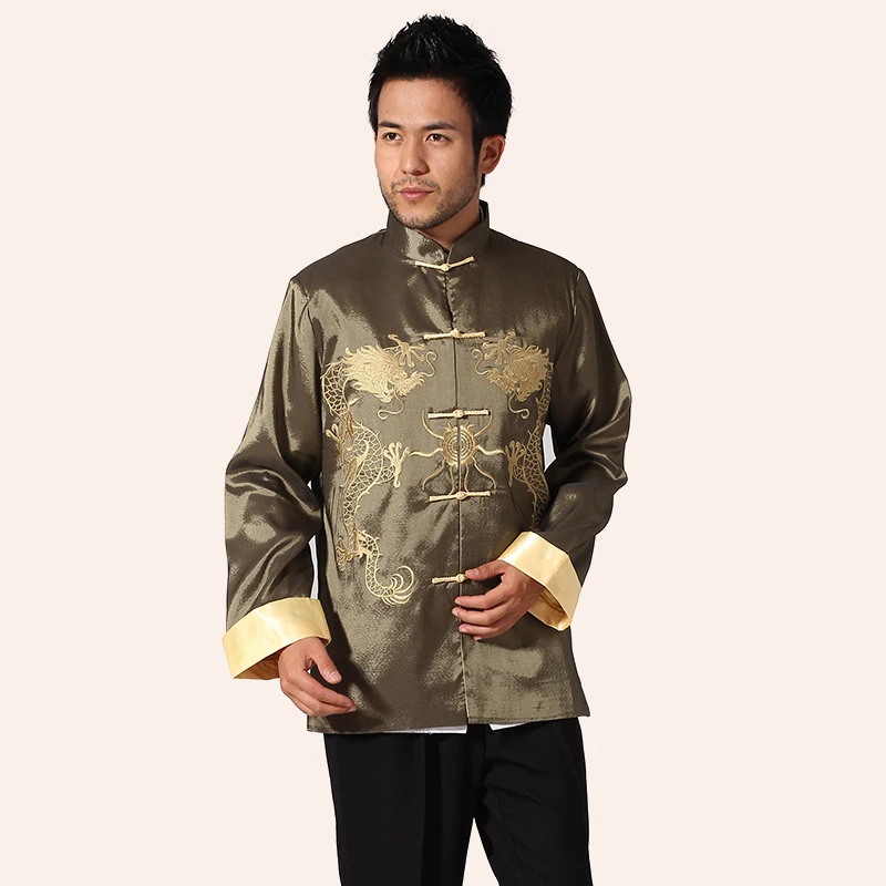 Модные тренды Бургундия мужской костюм Тан китайский стиль Wu Shu куртка Мандарин