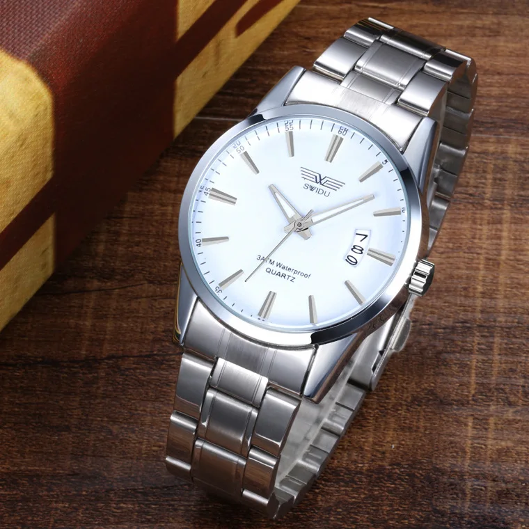 Новинка 2019 Топ бренд с календарем Циферблат из нержавеющей стали ремешок Часы