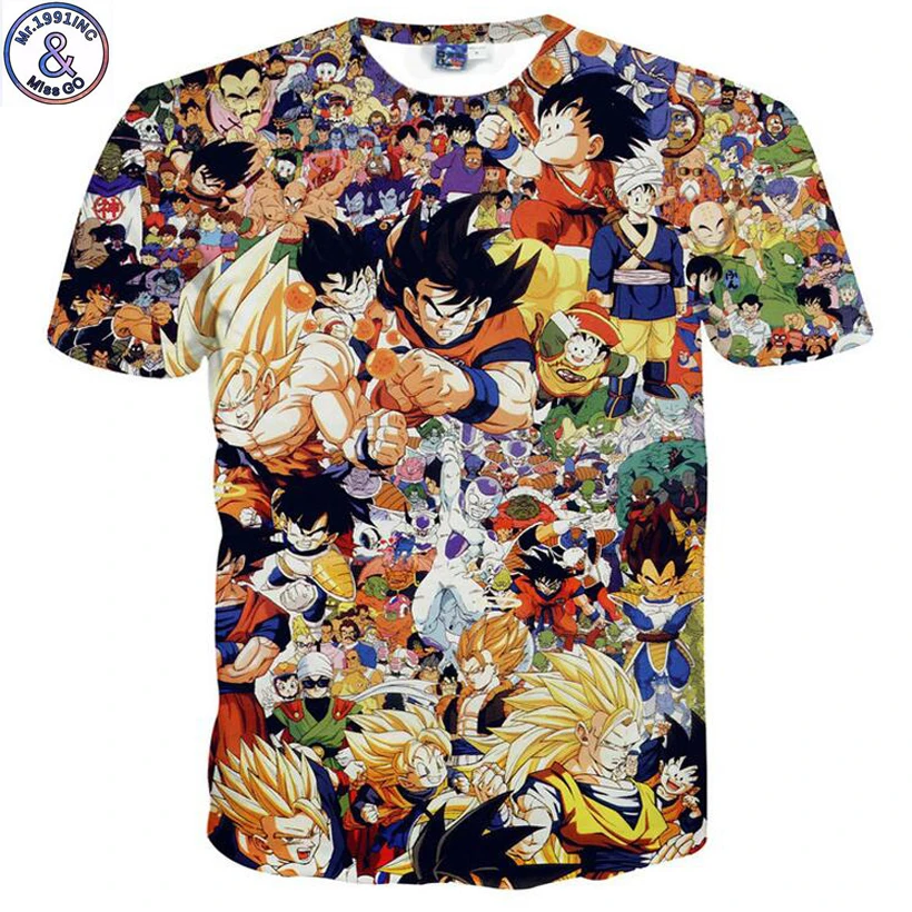 Mr.1991 новый список мультфильм Dragon Ball 3D печатных Мальчика Футболка От 7 до 20 лет