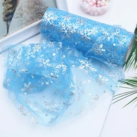 15cmx10y snowflake tulle roll baby skirts tulle sewing mesh fabric diy tutu skirt organza birthday party christmas craft decor