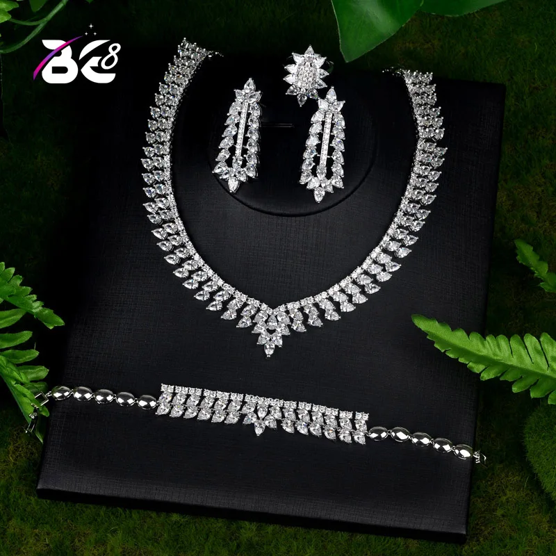 

Be 8 New Luxury Cubic Zirconia Turkish Jewelry Sets for Bride 4PCS Earrings Necklace Pendientes Mujer Moda Jewelry S088