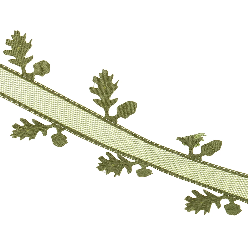 Apparel Sewing 20 Meter Wideth 20mm Green Leaf Leaves Lace Fabric Trims Embroidered for Wedding Dress DIY Craft Handmade Access | Дом и сад