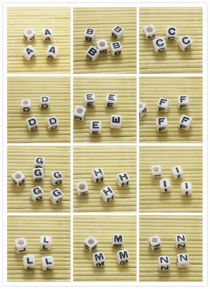 500 шт./лот 6 мм акриловые кубик алфавита бусины белые буквы &quotA-Z&quot квадратные foy