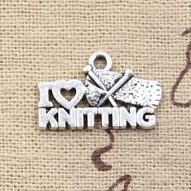 20 шт Подвески I Love Knitting 20x12 мм Античные посеребренные Изготовление DIY тибетское
