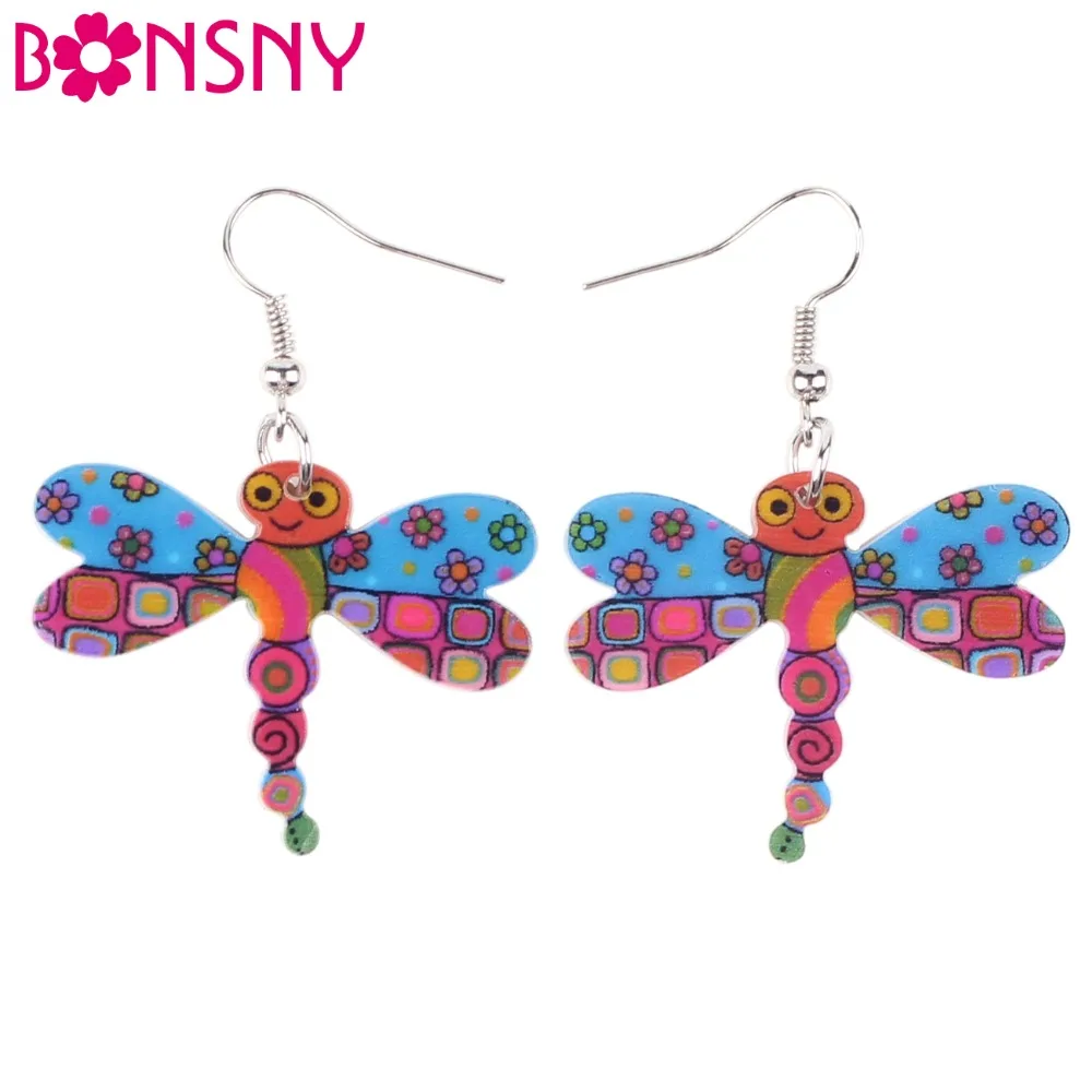Модные висячие серьги-стрекозы акриловые длинные серьги Новое поступление 2015