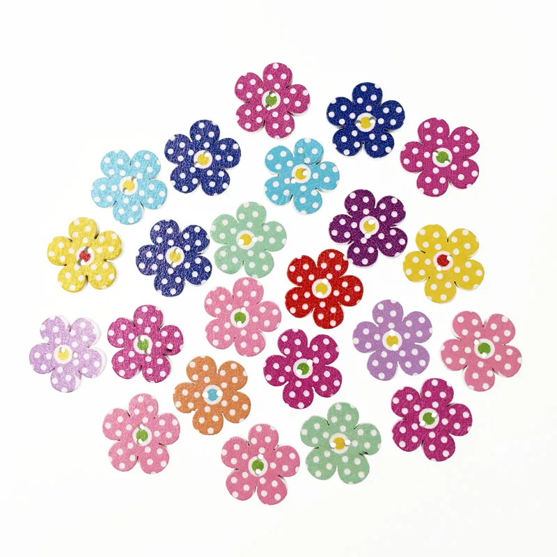 100 шт. модные популярные смешанные деревянные пуговицы для шитья цветов