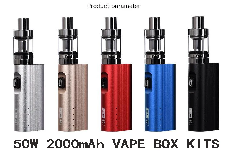 

Original HT 50 Electronic Cigarette Mods Kit 2200mah 50W E Cigarette Box Mod 510 Thread 2.0ML Tank Electronic Hookah Vaper Pen