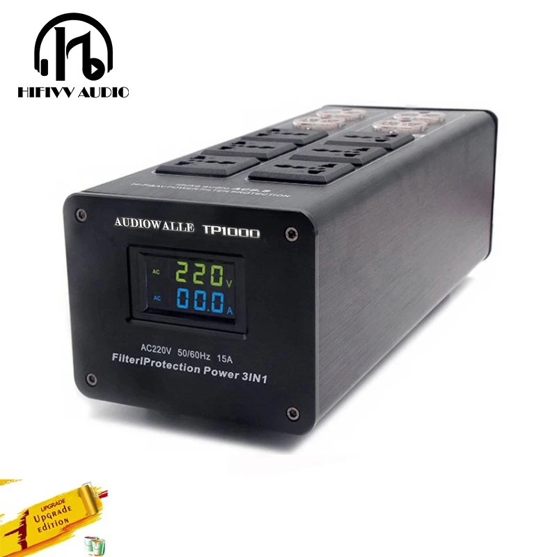 Hifi фильтр мощности Усилитель мощности фильтр AUDIOWALLE разъем питания Защита от молнии напряжение дисплей расширение разъем переменного тока
