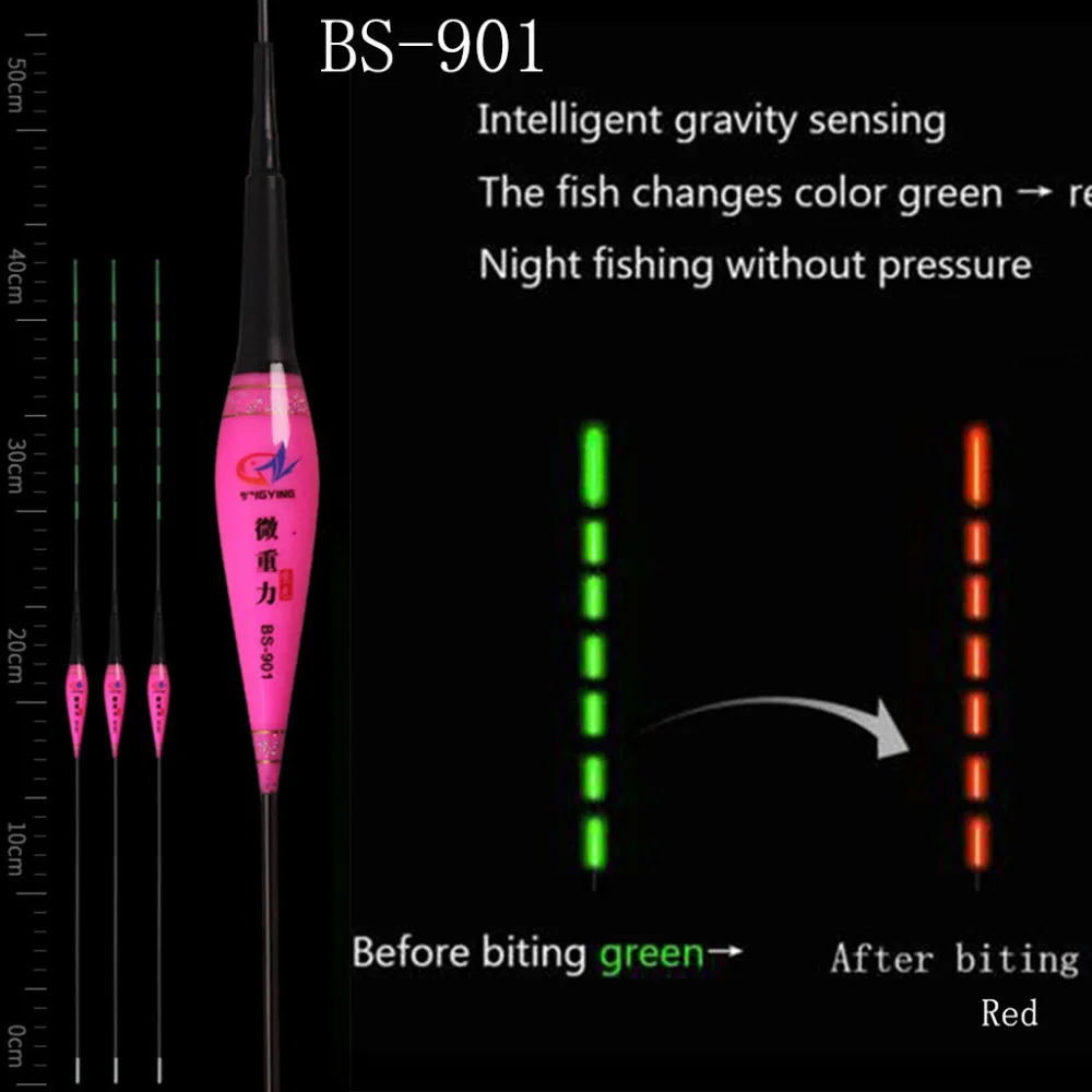 2019 Fishing fish drift LED intelligent alarm bite hook color electronic nano micro gravity luminous fishing float 40J1 | Спорт и