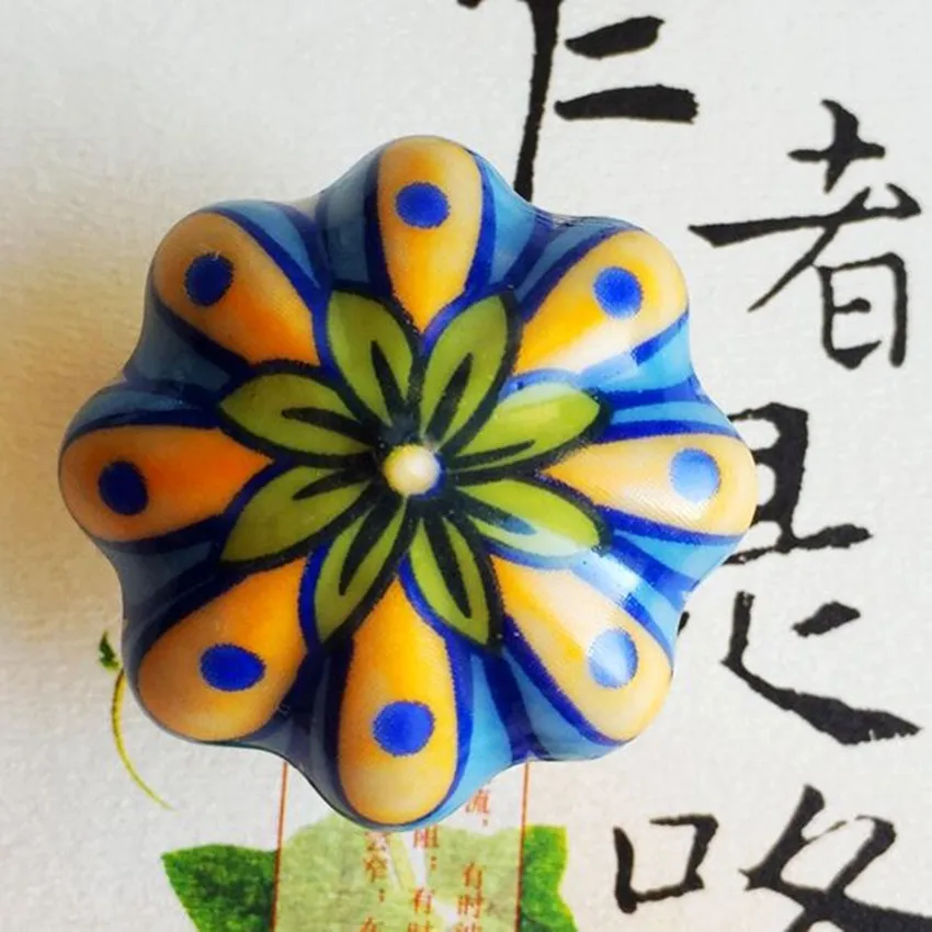 Тонкие керамические ручки ручная роспись фарфоровые для ящиков и шкафов