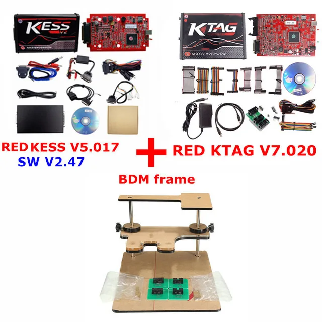 V2.47 онлайн ЕС красный KESS V2 5,017 полный мастер OBD2 менеджер Тюнинг KESS V5.017 4 LED KTAG V7.020 BDM Рамка K-TAG 7,020 ECU чип - Цвет: KESS KTAG bdm frame