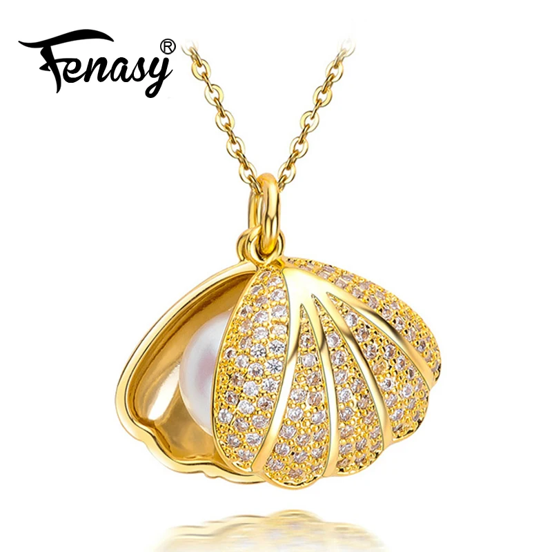 Женское ожерелье из серебра 925 пробы с натуральным жемчугом|natural pearl pendant|shell