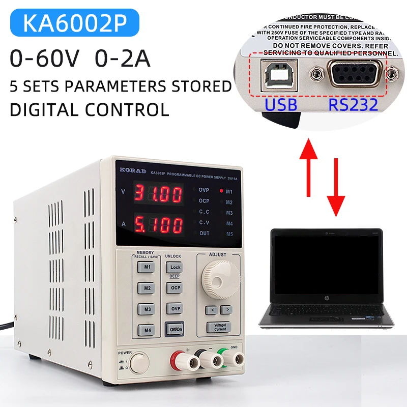 KA6002P(60V2A) KA3003D KA3005D KORAD 30V 60V DC источник питания Цифровой Регулируемый лабораторный ранг линейный прецизионный переменный Регулируемый переключатель 220V - Цвет: KA6002P(60V2A)