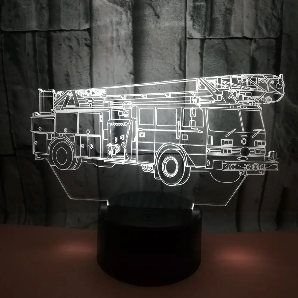 Новый Пожарный двигатель 3d маленькие ночные настольные лампы для гостиной