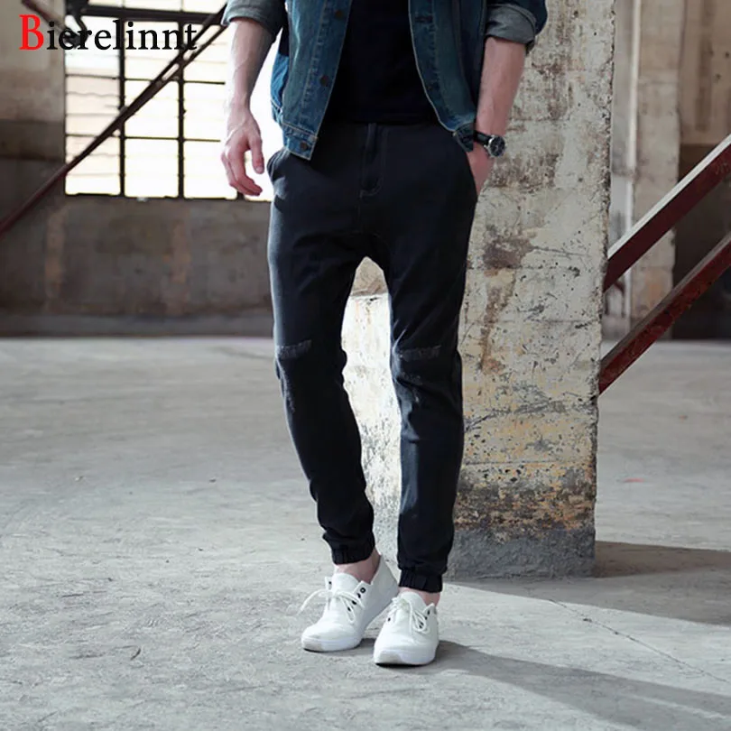 Летние черные штаны шаровары мягкие удобные прямые Slim Fit джинсы Мужчины 2017 Лидер