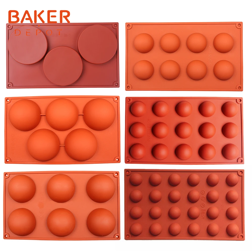 

BAKER DEPOT silicone mold for chocolate baking dome cake pastry bakeware round candy pudding jelly soap form cake decoration DIY