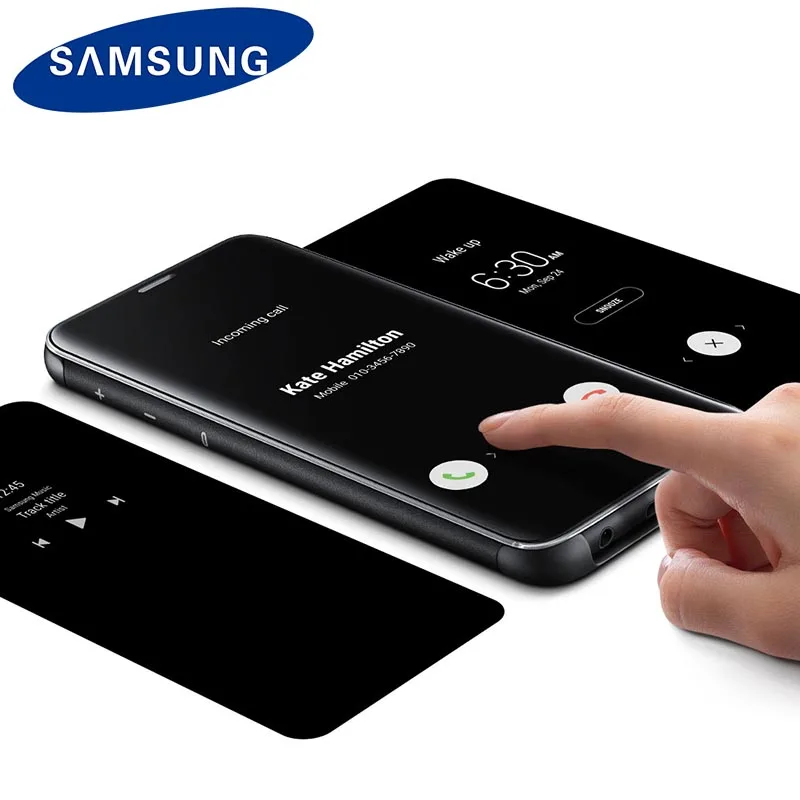 Оригинальный зеркальный Чехол samsung S9 для G960 Plus G965 прозрачный вид смарт-кожаный