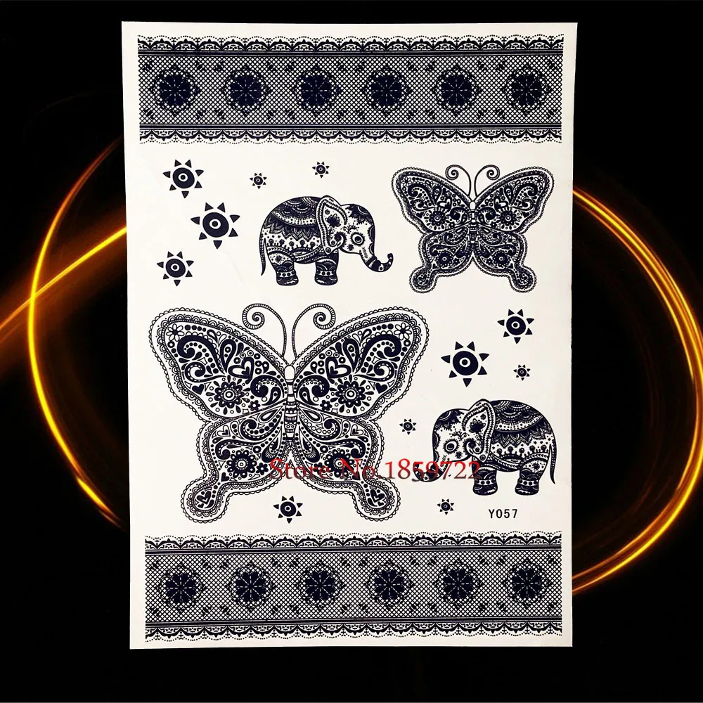 1 шт. нетоксичный водонепроницаемый хна тату черный Менди цветок ювелирный