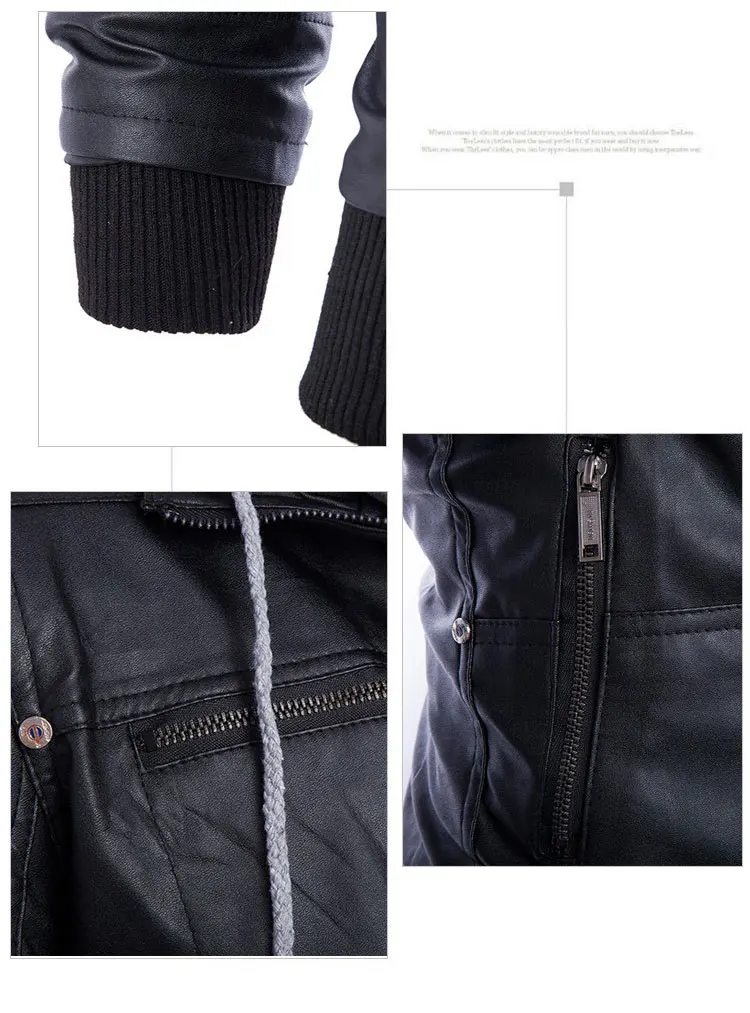 

Autumn Men Locomotive Leather Jackets Mens Hoodie PU Coat Jaqueta De Couro Masculina Fashion Designer Slim Leather Outwear 4XL