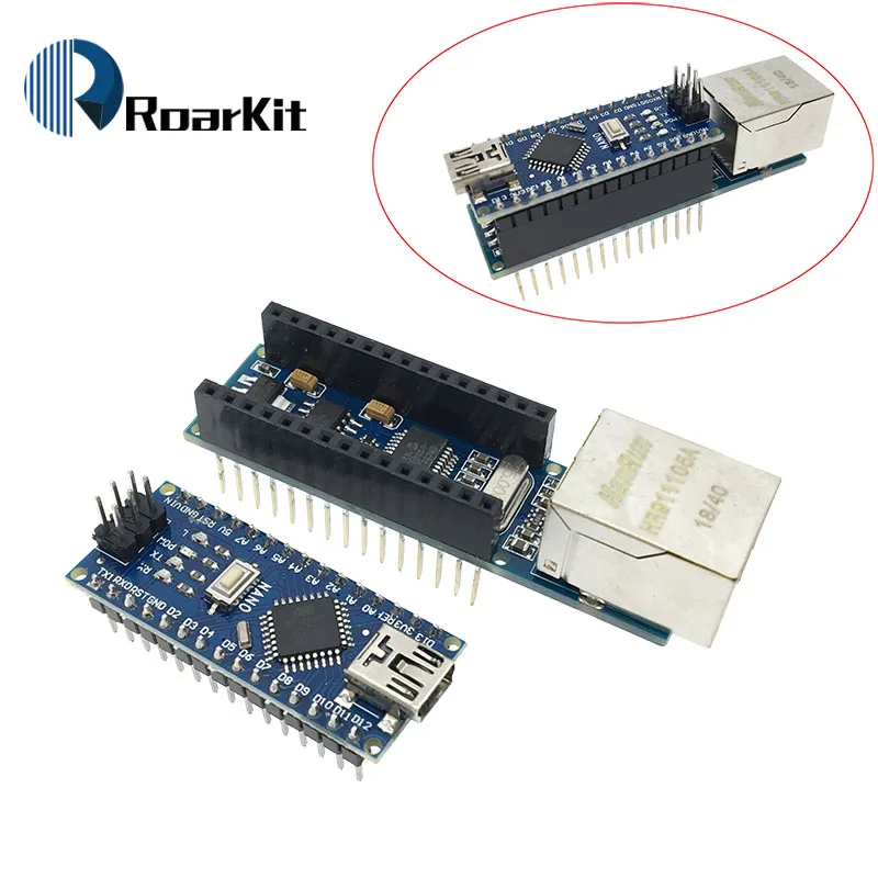 1 шт. сетевой экран V1.0 ENC28J60 для Arduino Kit + совместимый модуль веб сервера CH340G Nano 3 0