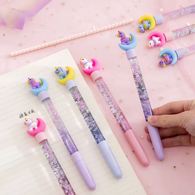 1 шт гелевая ручка с единорогом 0,38 мм Kawaii канцелярские принадлежности новинка милые студенческие Ручки гелевые ручки черная ручка для письма Kawaii школьные принадлежности