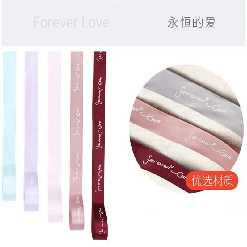 2,5 см лента с цветами "forever love and love you" Упаковка букета "сделай сам" материалы ручной работы бант для цветов