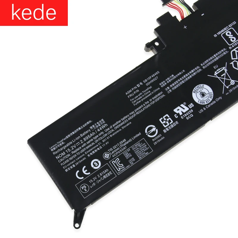 Аккумулятор kede для ноутбука Lenovo ThinkPad Yoga 260 Series Tablet 00HW026 00HW027 SB10F46465 15 2 в 44Wh |