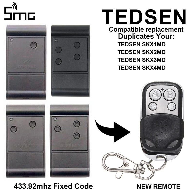 ПДУ Дубликатор TEDSEN SKX1MD SKX2MD SKX3MD SKX4MD 433 92 МГц для ворот тедсена с постоянным кодом