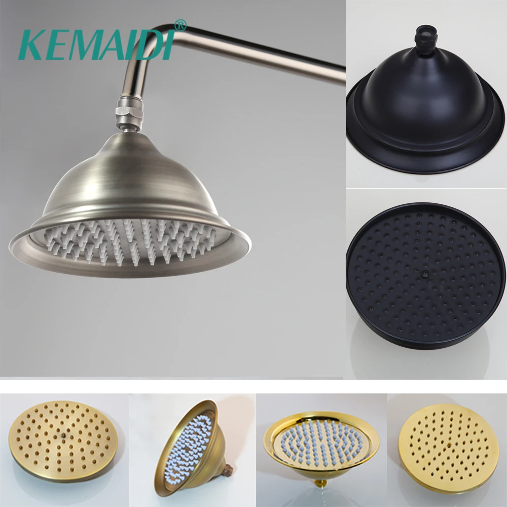 

KEMAIDI 8'' Rainfall Shower Head Bathroom Faucet Black/Chrome/Golden Antique Brass Replacement Shower Wholesale and Retail
