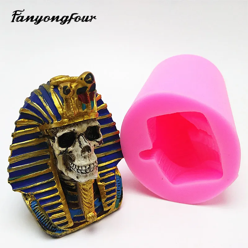 3D череп Tutankhamun силиконовая форма для выпечки торт плесень смолы гипса шоколадные свечи конфеты плесень