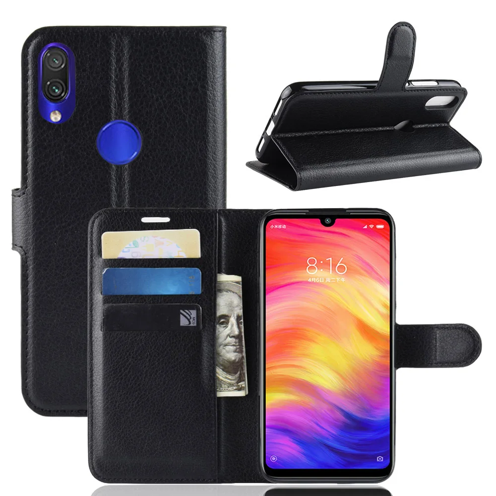 Чехол книжка из искусственной кожи для Xiaomi Redmi Note 7 откидной бумажник чехлы
