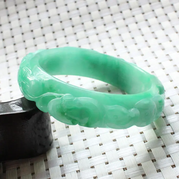 1153 китайский ручной резной изумрудно-зеленый каменный камень браслет из