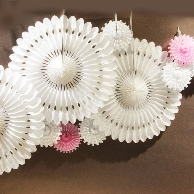 10 шт./компл. Висячие бумажные украшения набор Снежинка ткани вееры Pinwheels для