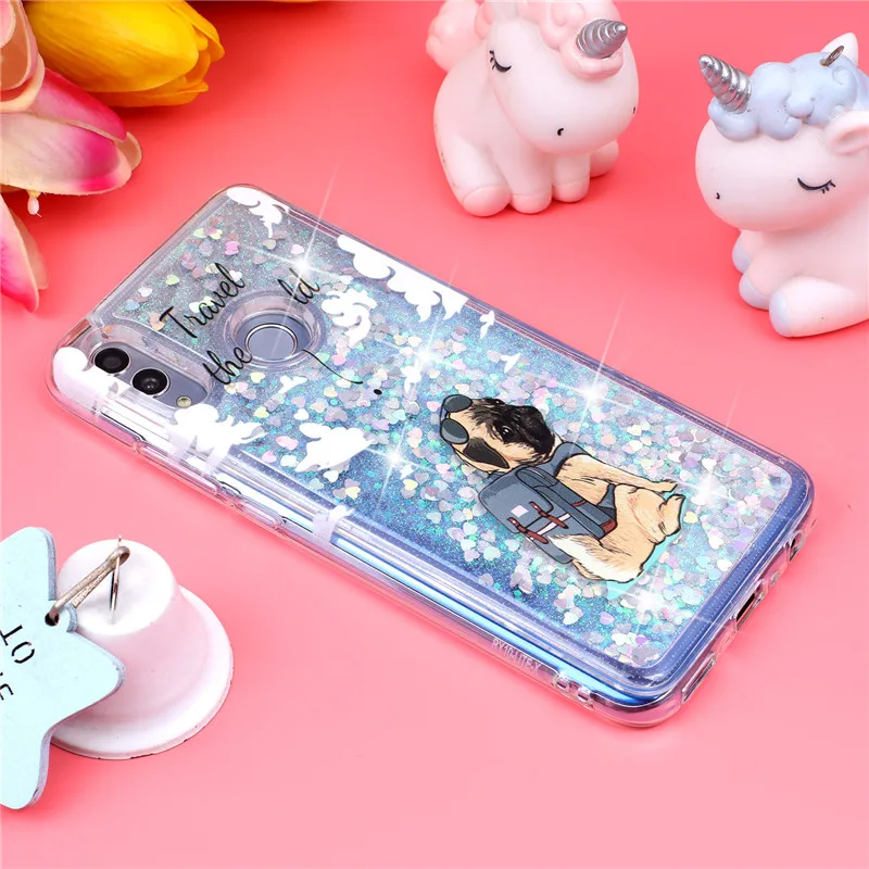 Мягкий чехол для Etui huawei P Smart чехол s для huawei P Smart POT-LX1 POT-LX3 чехол блестящий чехол с динамической жидкостью
