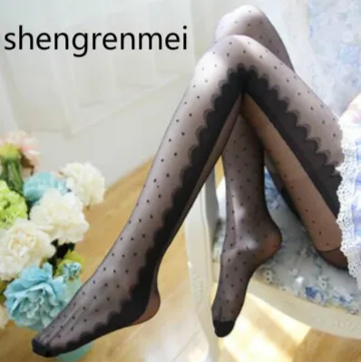 Shengrenmei, сексуальные женские прозрачные колготки, милые чулки, летние тонкие, белые, черные, с кружевным узором, чулки, Прямая поставка