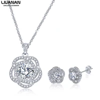 bridal jewelry set for women crystal cubic zirconia necklace stud earrings cz jewelry wedding engagement bride gift set