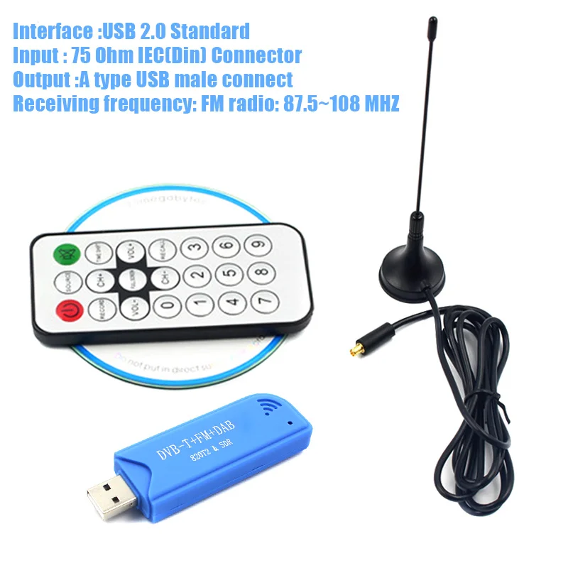 

HDTV TV Tuner Receiver Stick USB2.0 RTL2832U+R820T2 Digital Durable DVB-T SDR+DAB+FM GDeals