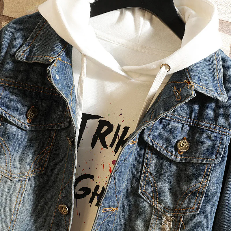 

Men Jacket jeans for New 2019 men hip hop Man Denim Vintage Jacket Streetwear coat Man