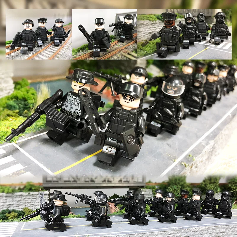 12 шт. военный спецназ Солдат оружие Legoings военные фигурки строительные блоки