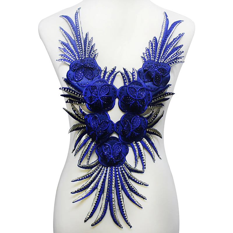 2 шт. 3D украшения из бисера воротник для шеи глубокий синий искусственный