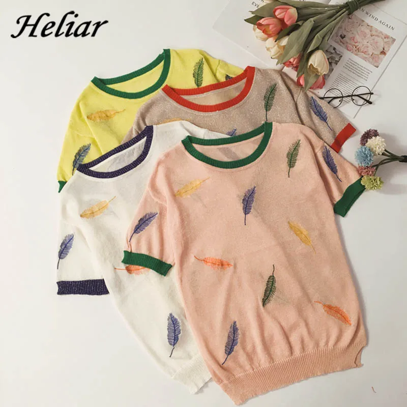 Женская трикотажная футболка HELIAR Повседневная Свободная облегающая из шелка с