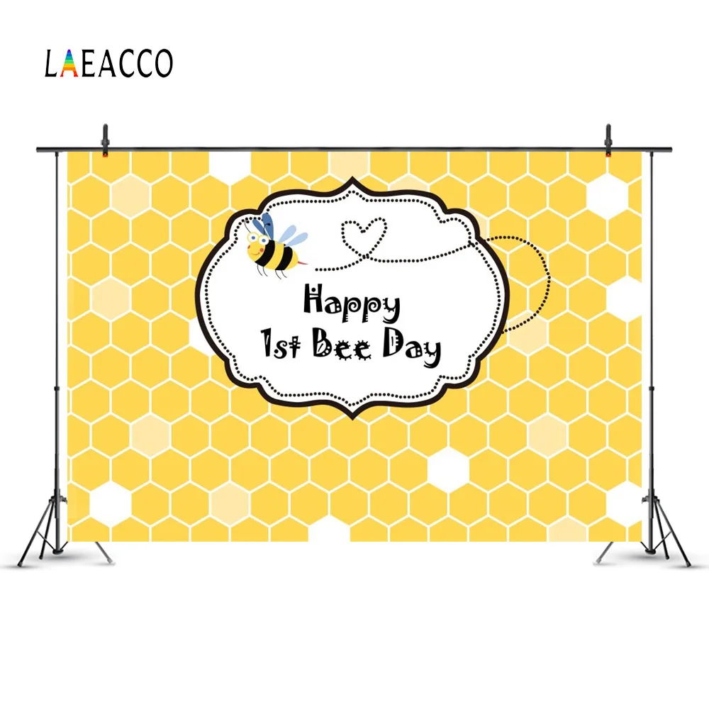 Laeacco Happy 1st пчела день соты ребенка рождения партии мультфильм фотографии фоны для