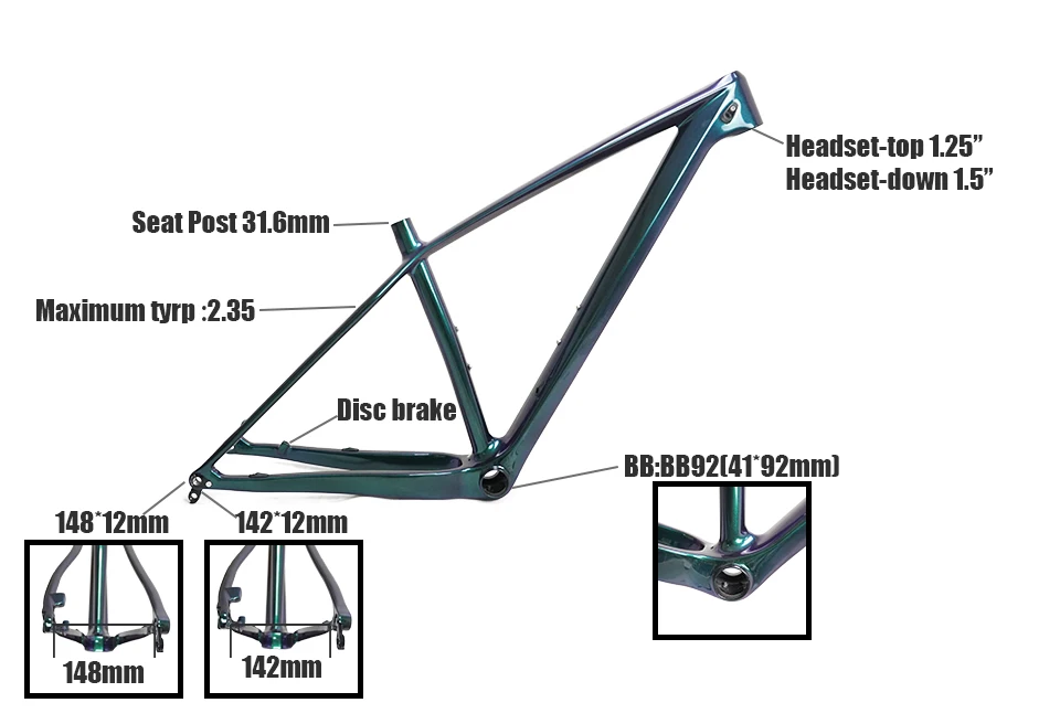 Обновленная Tideace китайский mtb рама 29er 142 мм/148 мм boost рама для горного велосипеда 29 рама для велосипеда карбоновая Макс 2,35 шины