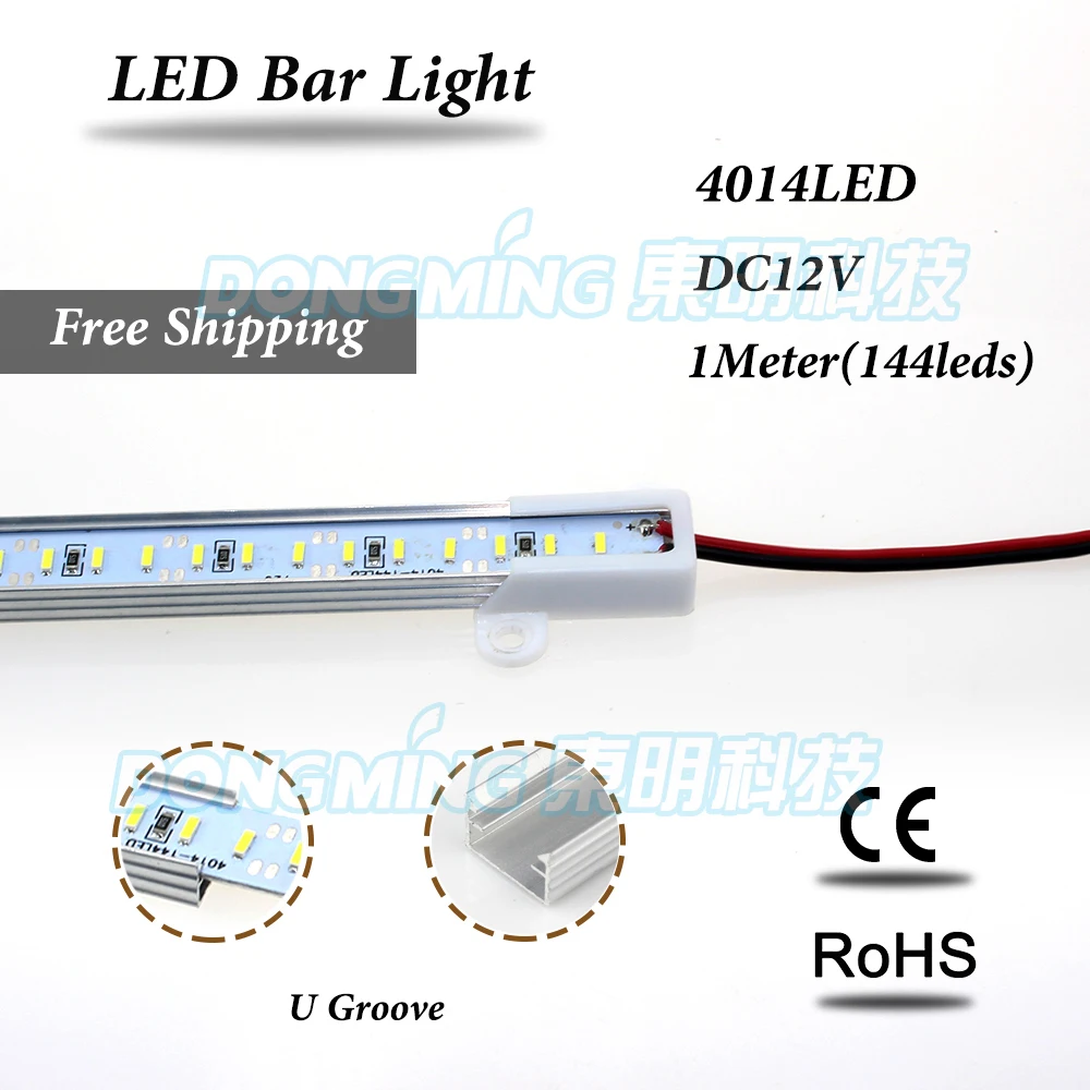 20 шт./лот 100 см luces strip 4014 led bar U/V groove light non waterproof 144leds/m DC 12V tube hard 1m | Лампы и освещение